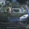 Exclusif - David Beckham emmène son fils Brooklyn faire un tour dans son bolide, une McLaren spider, dans les rues de Beverly Hills le 23 août 2013
