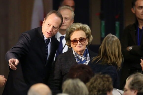 Philippe Goujon, Bernadette Chirac - Réunion publique de Nicolas Sarkozy, alors candidat à la présidence de l'UMP à Paris, le 7 novembre 2014.
