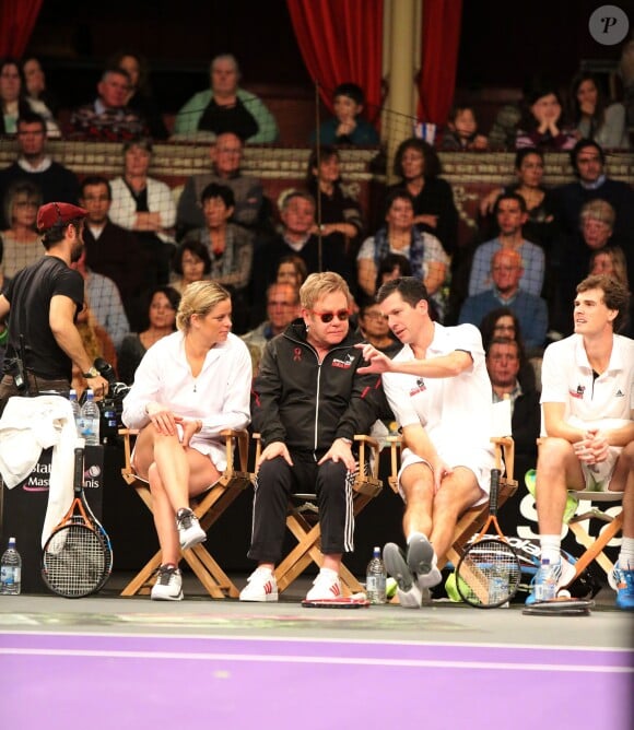 Kim Clijsters, Sir Elton John, Tim Henman, Jamie Murray au tournoi Mylan WTT Smash Hits - Statoil Masters Tennis au Royal Albert Hall à Londres, le 7 décembre 2014