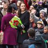 La duchesse de Cambridge, enceinte à la sortie du "Northside Center for Child Development", un centre dédié aux enfants, à New York, le 8 décembre 2014.