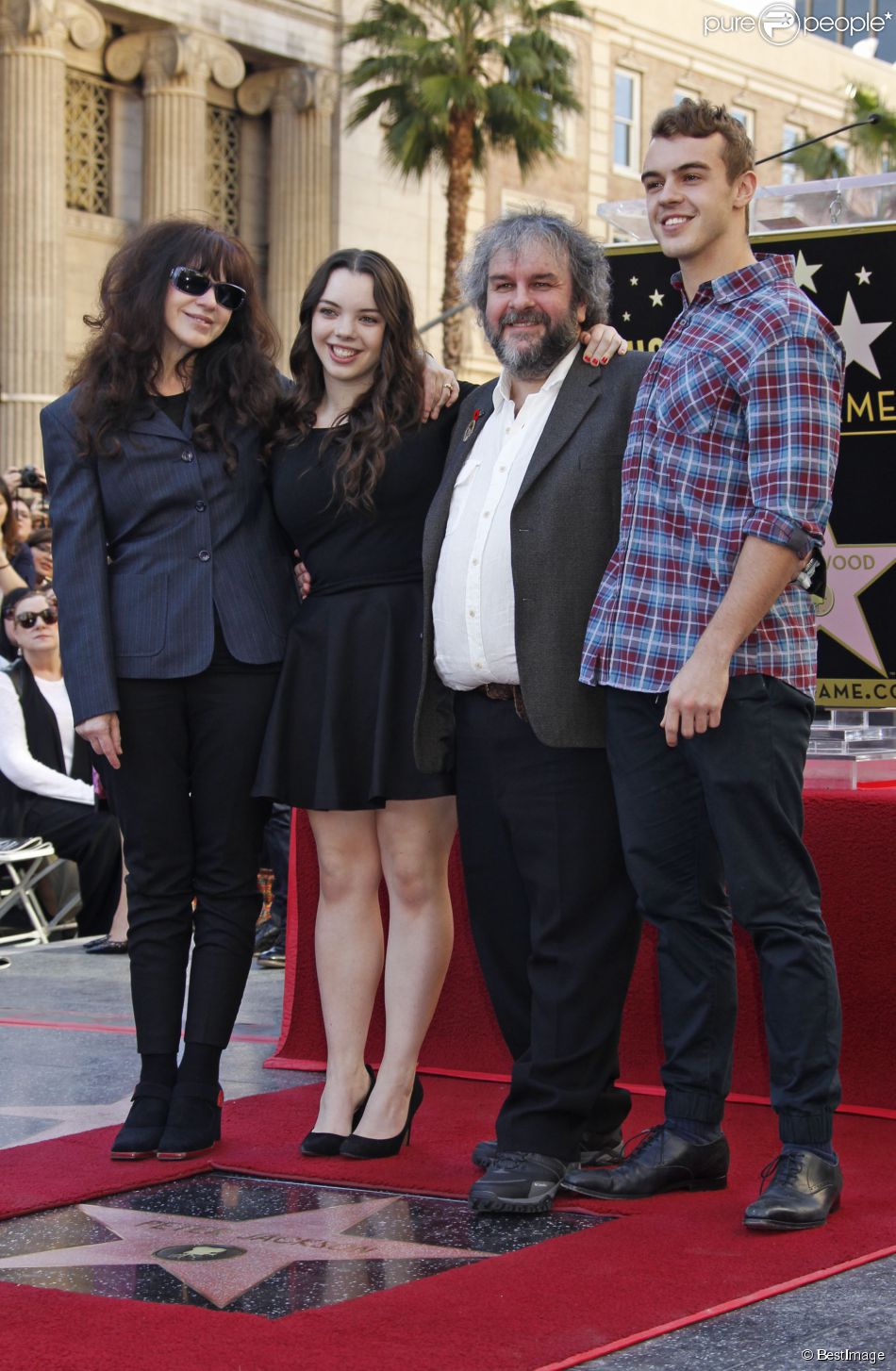 Peter Jackson en famille - Peter Jackson reçoit son étoile sur le Walk of Fame à Hollywood, le 8 décembre 2014.