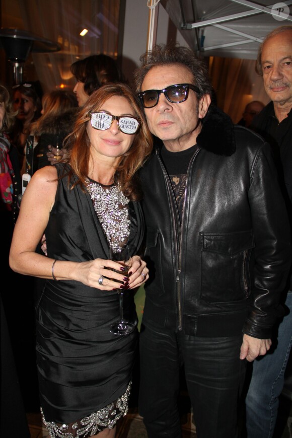 Sarah Guetta et Philippe Manoeuvre pour les 1 an du salon de coiffure de Sarah Guetta le 8 décembre 2014 à Paris