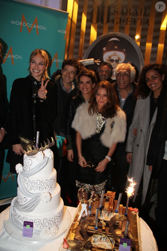 Pauline Lefèvre, Patrick Bruel, Barbara Cabrita, Sarah Guetta, Gérard Darmon, Laurence Roustandjee pour les 1 an du salon de coiffure de Sarah Guetta le 8 décembre 2014 à Paris