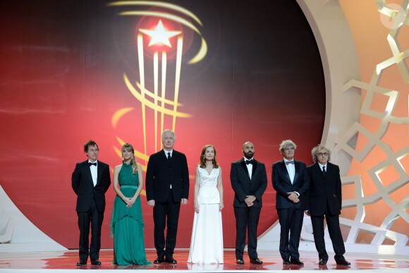 Moumen Smihi, Mélanie Laurent, Ritesh Batra, Isabelle Huppert, Alan Rickman, Bertrand Bonello et Mario Martone - Cérémonie de clôture du 14e Festival International du Film de Marrakech, le 13 décembre 2014.