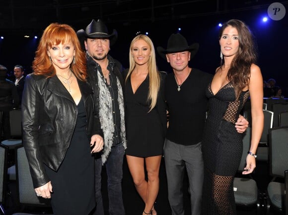 (L-R) Reba McEntire, Jason Aldean, Brittany Kerr, Kenny Chesney, and Mary Nolan at the 2014 American Country Countdown Awards on FOX at the Music City Center on December 15, 2014 in Nashville, Tennessee, USA. Photo by Frank Micelotta/PictureGroup/ABACAPRESS.COM16/12/2014 - Nashville