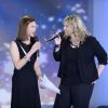 Carole Bouquet et Véronick Sévère - Enregistrement de l'émission "Vivement Dimanche" à Paris, le 17 décembre 2014. L'émission est diffusée le 21 décembre 2014.