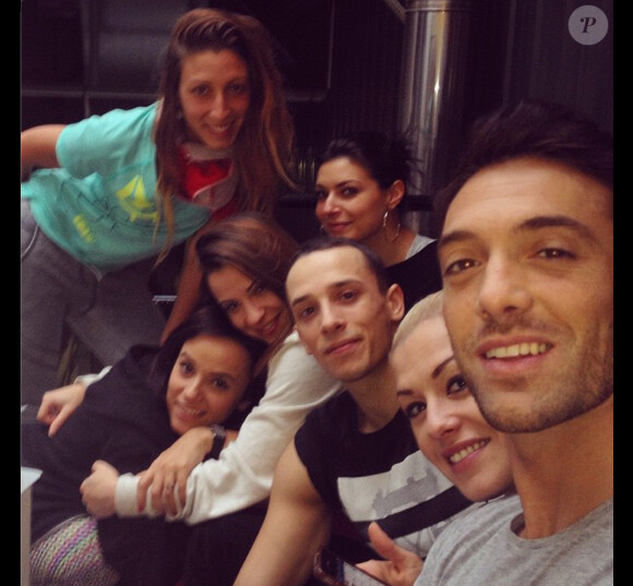 Maxime Dereymez et des danseurs de Danse avec les stars s'entraînent pour la tournée. Décembre 2014.