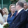 Le prince Albert II de Monaco et la princesse Charlène de Monaco enceinte ont participé au traditionnel Pique Nique 2014 des monégasques dans les jardins du parc de la princesse Antoinette à Monaco, le 1er septembre 2014.  