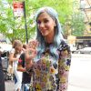 La chanteuse Kesha, avec les cheveux teints en bleu, sort de son hôtel à New York, le 24 juillet 2014.
