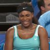 Serena Williams, morte de rire à l'idée de commander un expresso lors de son match de Hopman Cup face à Flavia Pennetta, le 5 janvier 2014