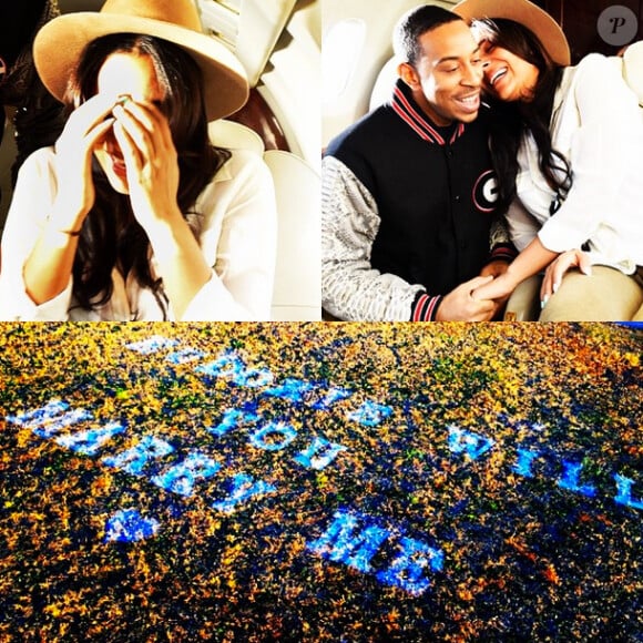 Photomontage publié sur Instagram de la demande en mariage de Ludacris à Eudoxie le 24 décembre 2014. La noce a eu lieu le jour même !