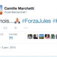 Message de Camille Marchetti, la compagne de Jules Bianchi, sur Twitter - 6 janvier 2015