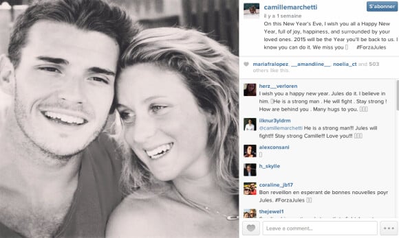 Message Instagram de Camille Marchetti, la compagne de Jules Bianchi, le 1er janvier 2015.