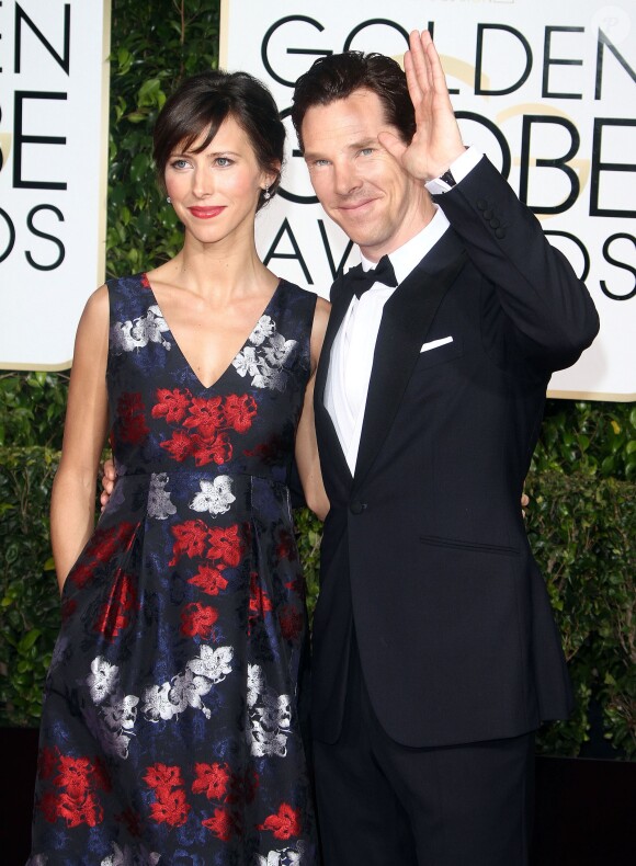 Benedict Cumberbatch et sa fiancée Sophie Hunter enceinte - 72ème cérémonie des Golden Globe Awards à Beverly Hills, le 11 janvier 2015. 