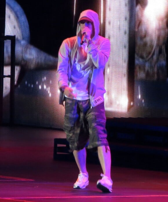 Eminem en concert au Rose Bowl à Pasadena, le 7 août 2014 