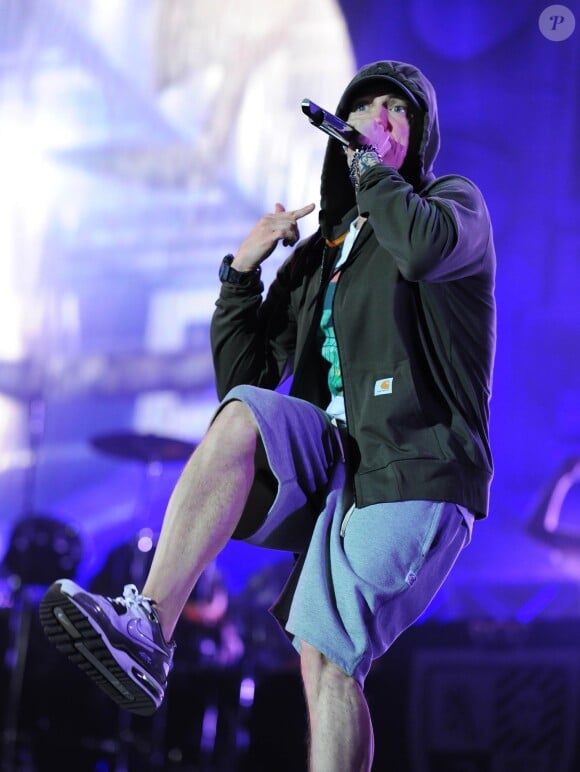 Eminem en Concert lors du festival Lollapalooza à Chicago, le 1er août 2014. 