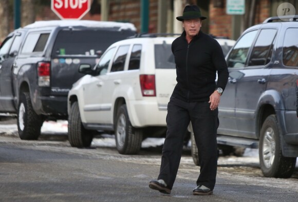 Exclusif - Arnold Schwarzenegger lors d'un week-end en famille à Sun Valley, le 27 décembre 2014.