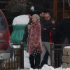 Exclusif - Arnold Schwarzenegger, sa compagne Heather Milligan, son fils Patrick Schwarzenegger et sa petite-amie Miley Cyrus lors d'un week-end en famille à Sun Valley, le 27 décembre 2014.