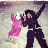 Emilie Nef Naf en vacances au ski avec sa fille de 2 ans, Maëlla. Janvier 2015.