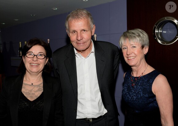 Juliette Allain (directrice commerciale de Nicolas Feuillatte), Patrick Poivre d'Arvor et Julie Campos (direction générale de Nicolas Feuillatte), Cerrone et  Galette des rois au show room Nicolas Feuillatte à Paris. Janvier 2015.