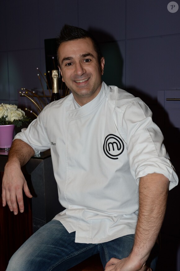 Marc Boissieux (gagnant de Masterchef) - Galette des rois au show room Nicolas Feuillatte à Paris. Janvier 2015.