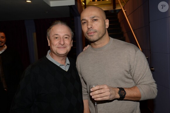 Patrick Braoudé et Eric Judor - Galette des rois au show room Nicolas Feuillatte à Paris. Janvier 2015.