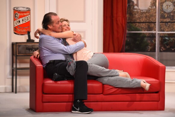 Michel Leeb et Pascale Louange lors du filage de la pièce "Le Tombeur" au théâtre des Nouveautés à Paris le 21 janvier 201