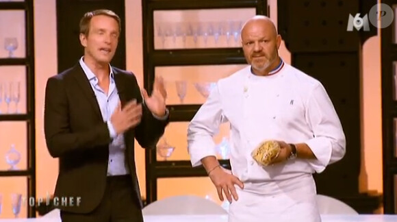 Stéphane Rotenberg et Philippe Etchebest - Emission Top Chef 2015 sur M6. Prime du 26 janvier 2015.