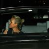 Johnny Hallyday et sa femme Laeticia dans leur voiture après avoir dîné avec Christian Audigier et sa fiancée Nathalie Sorensen au restaurant Mr Chow à Los Angeles le 23 janvier 2015.
