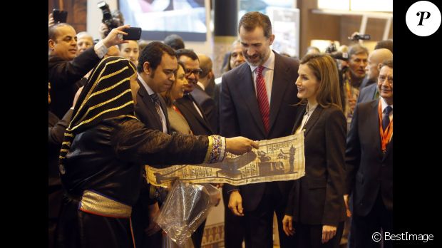La reine Letizia et le roi Felipe VI d&#039;Espagne inauguraient le 27 janvier 2015 la 35e édition de la FITUR, le grand salon international du tourisme de Madrid.