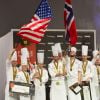 L'équipe suédoise reçoit le Bocuse d'or lors du concours du Bocuse d'or pendant le Salon international de la restauration, de l'hôtellerie et de l'alimentation (Sirha) à Lyon, le 28 janvier 2015.