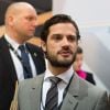 Le prince Carl Philip de Suède soutient l'équipe suédoise lors du concours du Bocuse d'or pendant le Salon international de la restauration, de l'hôtellerie et de l'alimentation (Sirha) à Lyon, le 28 janvier 2015.