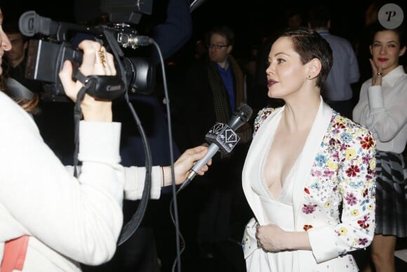 Rose McGowan assiste au défilé Zuhair Murad haute couture printemps-été 2015 au Palais de Tokyo. Paris, le 29 janvier 2015.