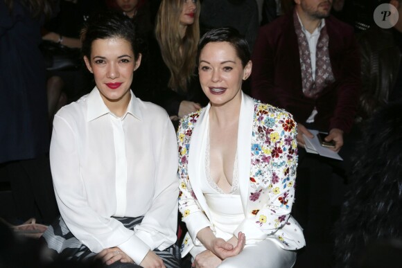 Mélanie Doutey et Rose McGowan assistent au défilé Zuhair Murad haute couture printemps-été 2015 au Palais de Tokyo. Paris, le 29 janvier 2015.