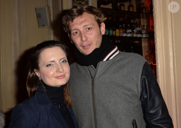 Amaury Leveaux et une amie assistent à la soirée de présentation de la collection Reebok Classics X Sandro au Carmen. Paris, le 29 janvier 2015.