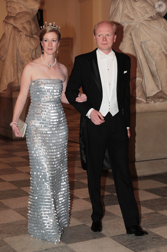La princesse Nathalie de Sayn-Wittgenstein-Berleburg et son mari Alexander Johannsmann lors du dîner de gala organisé à l'occasion du jubilé des 40 ans de règne de la reine Margrethe II de Danemark au palais de Christiansborg à Copenhague, le 15 janvier 2012.