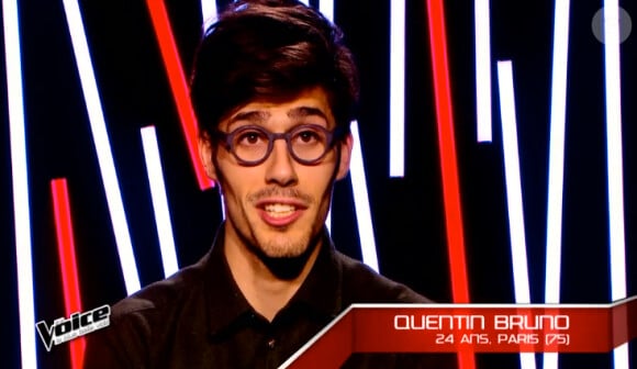Quentin Bruno dans The Voice 4, sur TF1, le samedi 31 janvier 2015