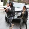 Exclusif - Kim Kardashian, Kanye West et leur fille North à Brentwood, Los Angeles, le 10 janvier 2015.