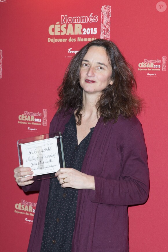Julie Bertucelli, nommée dans la catégorie Meilleur Film Documentaire pour le film "La Cour de Babel" - Déjeuner des nommés aux César 2015 au Fouquet's à Paris, le 7 février 2015.