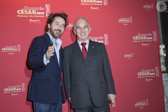 Edouard Baer, maître de cérémonie des César 2015 et Alain Terzian - Déjeuner des nommés aux César 2015 au Fouquet's à Paris, le 7 février 2015.