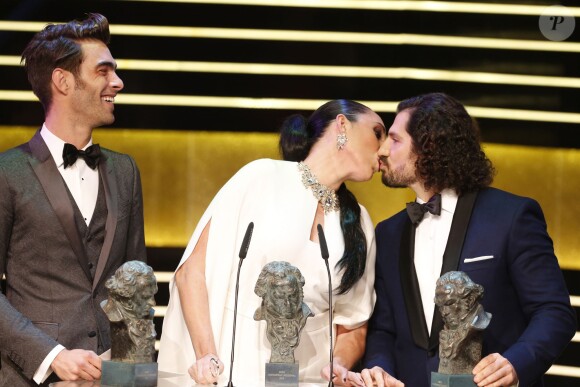 Le mannequin Jon Kortajarena et Rossy de Palma - 29e cérémonie des Goya Awards à Madrid le 7 février 2015
