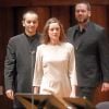 Exclusif - Éric Génovèse, Marion Cotillard - Marion Cotillard sur scène pour un spectacle musical unique avec l'Orchestre philharmonique à l'auditorium Rainer III de Monte-Carlo à Monaco le 8 février 2015. Marion Cotillard joue le role de Jeanne d'Arc dans la représentation de l'Oratorio dramatique de 1938, "Jeanne d'Arc au Bucher".