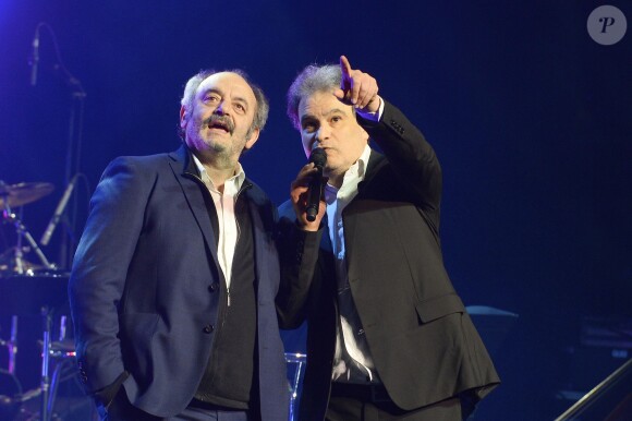 Louis Chedid et Raphaël Mezrahi - 3e Nuit de la Déprime aux Folies Bergère à Paris le 9 février 2015.