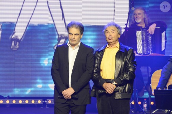 Raphaël Mezrahi et Pierre Perret - 3e Nuit de la Déprime aux Folies Bergère à Paris le 9 février 2015.