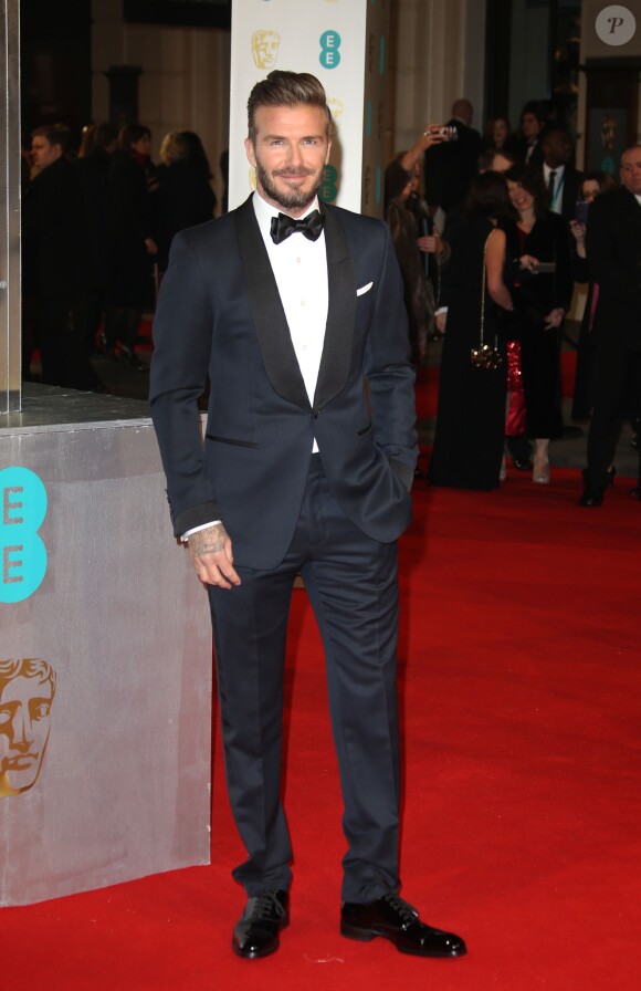 David Beckham aux British Academy of Film and Television Arts (BAFTA) Awards 2015 à Londres, le 8 février 2015.