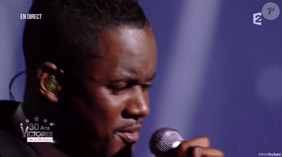 Black M aux 30e Victoires de la musique, au Zénith de Paris, le 13 février 2015.