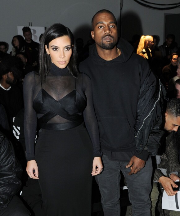 Kim Kardashian et Kayne West au défilé Robert Geller à New York le 14 février 2015, lors de la Fashion Week
