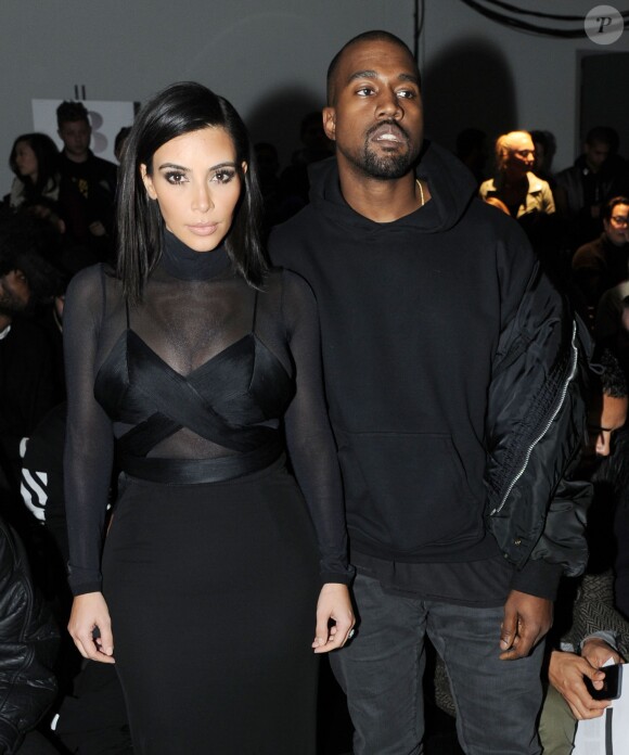 Kim Kardashian et Kayne West au défilé Robert Geller à New York le 14 février 2015, lors de la Fashion Week