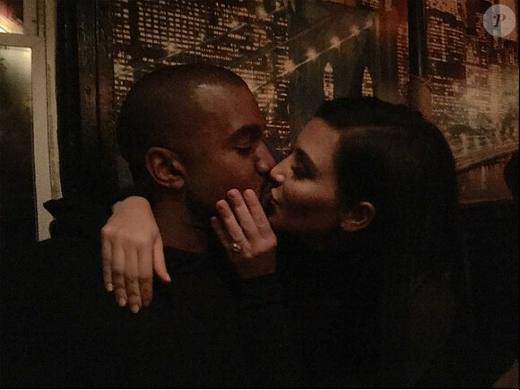 Kanye West et Kim Kardashian, au soir de la Saint Valentin. New York, le 14 février 2015.