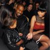 Kim Kardashian, North et Kanye West, et Nicki Minaj assistent au défilé Alexander Wang automne-hiver 2015-2016 ai Pier 36. New York, le 14 février 2015.
